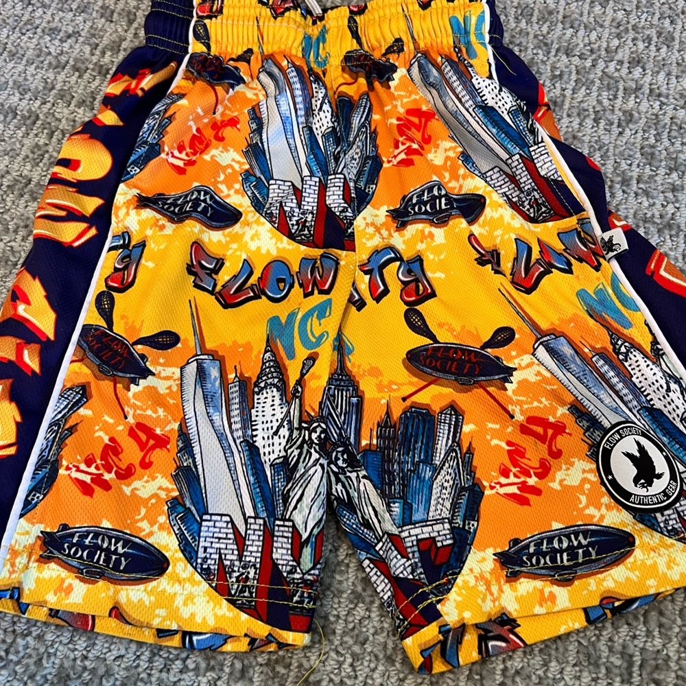 Kids Yellow NY City Graphic Sports Shorts